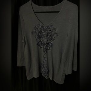 Source Unknown Charcoal Embellished Blouse